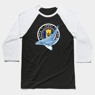 Humpback Whale Flag of Barbados Baseball T-Shirt